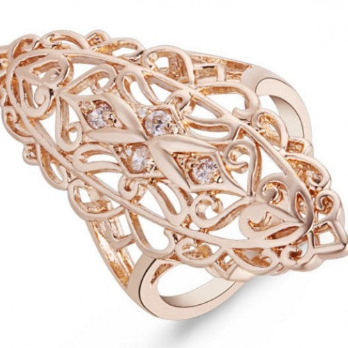 18K Yellow Gold Plated Women Cubic Zircons Retro Bijoux Ring