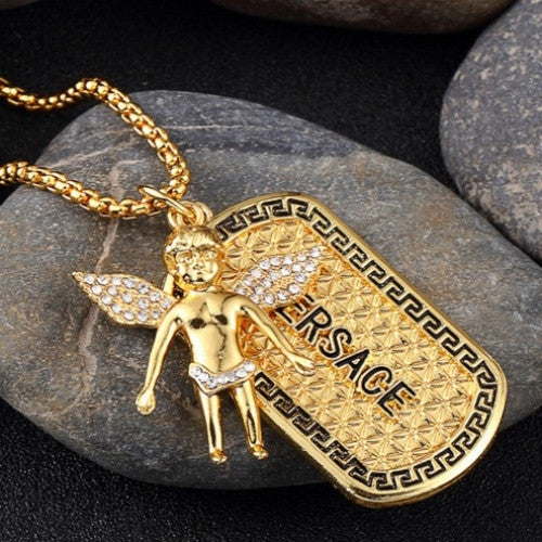 Micro Boy Angel Piece Wind Necklace - Hip Hop Punk Rock